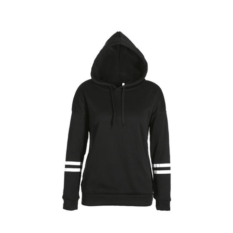 Womens Hoodie Sweatshirt Long Sleeve Striped Print Hooded Collar Lace Up Fashion Simple Jumper Pullover Tops Spring Autumn Women