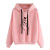 Women Hoodies Casual Kpop Finger Heart Love Pattern Hooded Sweatshirts Fashion Drawstring Long Sleeve Female Pullovers Plus Size