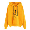 Women Hoodies Casual Kpop Finger Heart Love Pattern Hooded Sweatshirts Fashion Drawstring Long Sleeve Female Pullovers Plus Size