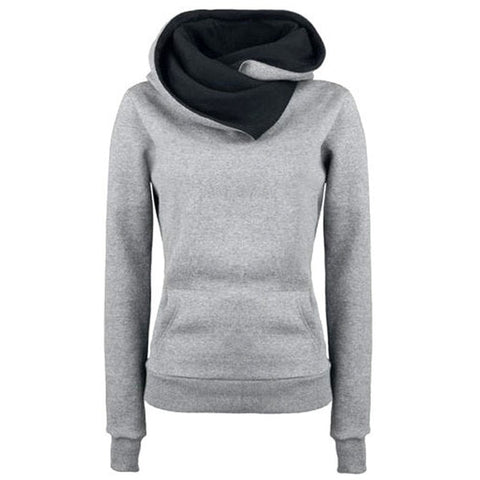 Long-sleeved Winter Women Casual Solid Hoodies Lapel Hooded Sweatshirts Pullovers Turn-down Collar Tops Velvet Thickening Coat