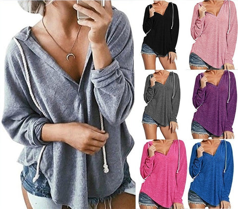 2019 Women Autumn Sweatshirt Women Long Sleeve Solid Hooded Pullover Tops Casual Loose Patchwork Drawting Hoodies Plus Size 5XL