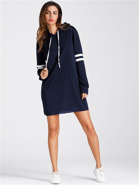 2019 Women Hoodie Dresses Sportswear Long Sweatshirt Pullover Sexy Dress Girl Autumn casual Fashion New Long Sleeve Clothes