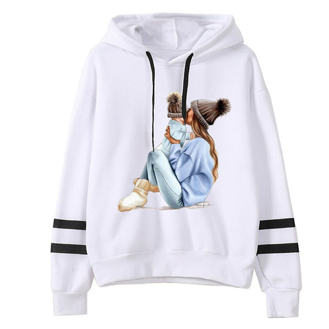 New 2019 Autumn Winter Women MOM mouse print Hoodies The twins baby mouse printed  Hooded Tops printting Sweatshirt