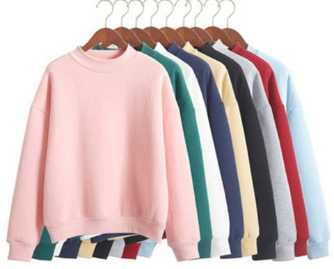 Wholesale M-XXL Cute Women Hoodies Pullover 9 colors 2018 Autumn Coat Winter Loose Fleece Thick Knit Sweatshirt Female