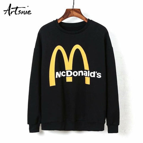 Artsnie Spring 2019 Black Casual Knitted Sweatshirt Women O Neck Long Sleeve Loose Pullovers Letter Streetwear Sweatshirts Mujer